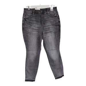 Judy Blue Grey Tummy Control Skinny Jeans with Raw Hem
